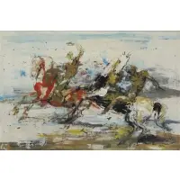 Edmondo Poletti, Horses, Oil on Canvas