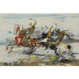 Edmondo Poletti, Horses, Oil on Canvas
