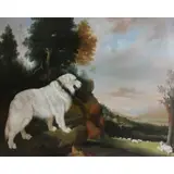 Comte Bernard de Claviere, Dogs and Sheep, Oil on Canvas