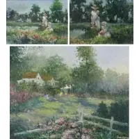 Jane Carlson, A Summer Field, Lot of Three Oils on Canvas