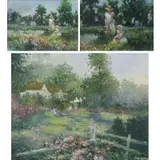 Jane Carlson, A Summer Field, Lot of Three Oils on Canvas