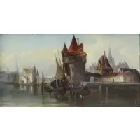 Ludwig van Hoom, Landscape, Oil on Panel