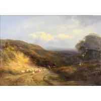 George Cole, Sunset in Surrey, Oil on Board