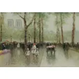 Andre Gisson, Parisian Streetscape, Oil on Canvas