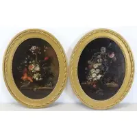 Samuel Seeberger, Floral Still Lifes, Pair of Oils on Panel