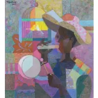 Romeo Tabuena, Drummer, Oil on Board