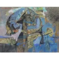 Syd Solomon, Bird, 1957, Mixed media on board