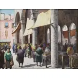 Henry Gasser, Canopy Arches, Venice, Watercolor on Paper