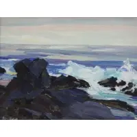 Peter Bela Mayer, Monhegan, Oil on Board