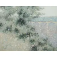 Meadow by a Bridge by Andre Gisson, Oil on Canvas, sold Feb 2019