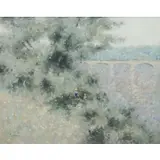 Andre Gisson, Meadow by a Bridge, Oil on Canvas