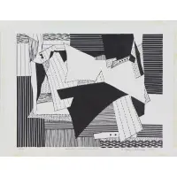 Esphyr Slobodkina, Variation in Black and White, 1987, Lithograph