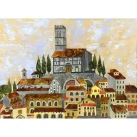 Peter Nardini, View of Barca, Mixed Media on Board