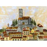 Peter Nardini, View of Barca, Mixed Media on Board