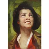 Charles Courtney Curran, Portrait of a Woman, Oil on Board