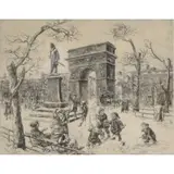 John Sloan, Sculpture in the Square, Etching