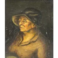 John Sloan, An Old Woman With Glasses, Oil on Canvas