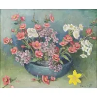 Marie Atkinson Hull, Floral Still Life, Oil on Masonite