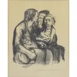 Zwei Schwatzende Frauen mit Zwei Kinder by Käthe Kollwitz, Lithograph, sold Jan 2019