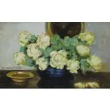 Still Life with White Roses by Alfons Karpiński, Oil on Board, sold Jan 2019