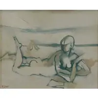Petite baigneuse by Françoise Gilot, Oil on Canvas, sold Jan 2019