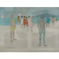 Michel Thompson, Beach Scene, Oil on Canvas