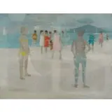 Michel Thompson, Beach Scene, Oil on Canvas