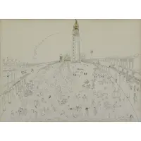 Saul Steinberg, Piazza San Marco, Venice, Ink and Watercolor on Paper