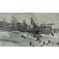 Broadbill in December by Chet Reneson, 1970, Watercolor, sold Jan 2019