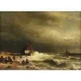 Hermann Herzog, Storm on the Dutch Coast, Oil on Canvas
