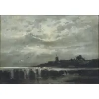 Henri Langerock, Netherlandish Landscape, Oil on Canvas