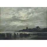 Henri Langerock, Netherlandish Landscape, Oil on Canvas