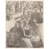 Camille Pissarro, Marche aux Legumes, à Pointoise, 1891, Etching and Drypoint
