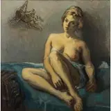 Moses Soyer, Nude with Slip, Oil on Canvas