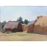 Guido Trentini, Modernist Landscape, Oil on Board