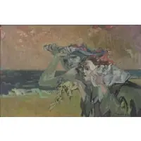 Riko Mikeska, The Flight, 1950, Oil on Board