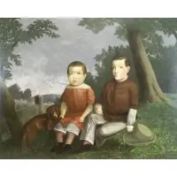 James L Conner, Untitled, Oil on Canvas."The Standford Children" 1852