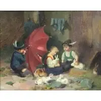 Joseph Jost, Peek a Boo (The Jealous), Oil on Canvas