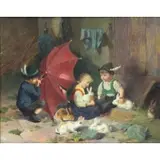 Joseph Jost, Peek a Boo (The Jealous), Oil on Canvas