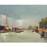 Samuel Seeberger, La Seine Paris, Oil on Canvas