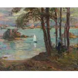 Numa François Gillet, Coastal Landscape, Oil on Canvas