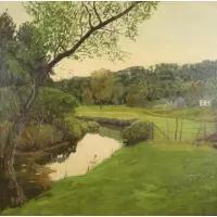 William Lathrop, Landscape with Creek, Oil on Canvas