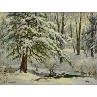 Jacob Greenleaf, Snowy Landscape, Oil on Board