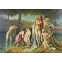 John Steuart Curry, Bathers, Oil on Canvas