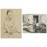 Joseph Floch, Seated Nude, Charcoal
