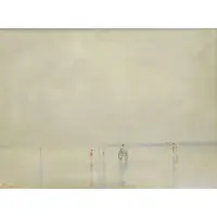 Beach Scene by Andre Gisson, Oil on Canvas, sold Nov 2018
