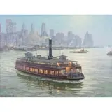 William Muller, Lackawana Railroad Ferryboat 'Binghamton, Oil on Canvas