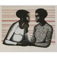 Gossip by Elizabeth Catlett, 2005, Color Lithograph "Gossip" 2005, sold Nov 2018