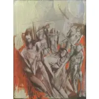 Figural Grouping by Lyubomyr Medvid, Oil on Board, sold Nov 2018