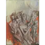 Lyubomyr Medvid, Figural Grouping, Oil on Board